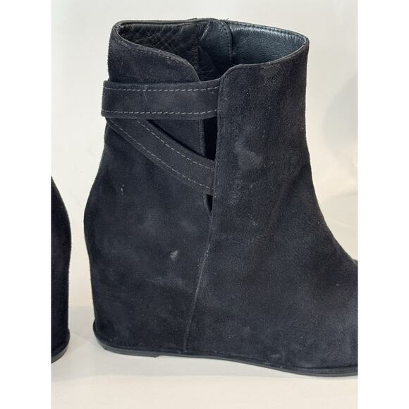 Stuart Weitzman Black Suede Wedge Ankle Boots Size 10 N - Picture 7 of 13
